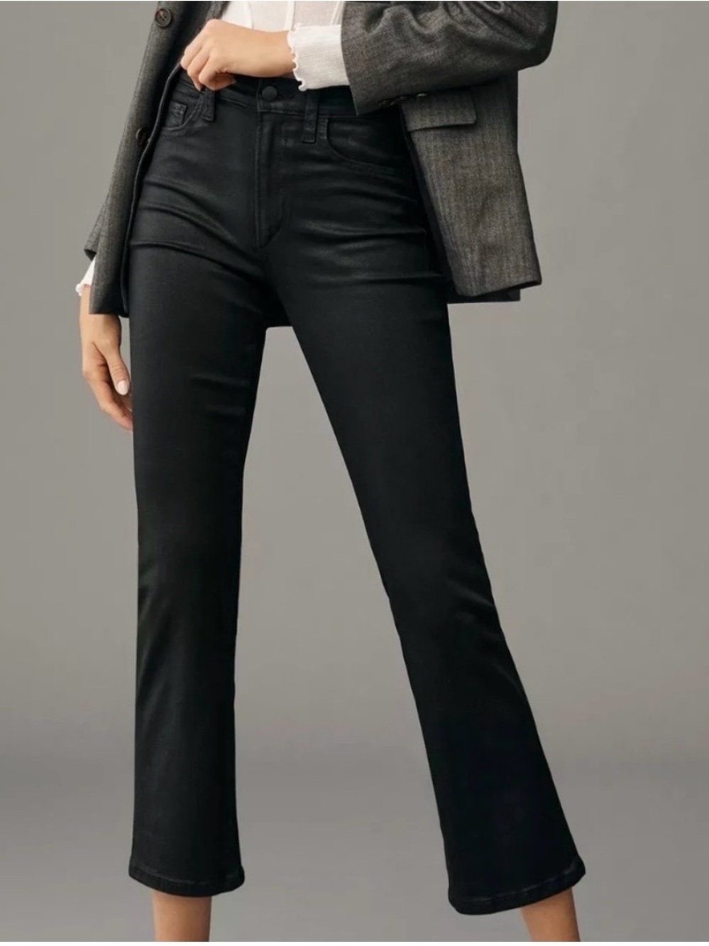Joe’s Women’s THE CALLIE High Rise  Cropped Boot Jeans Coated Black Sz.27x26”
